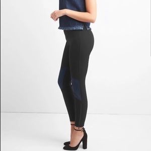 Gap Sculpt Sleek Leggings -Black w Blue Faux Suede